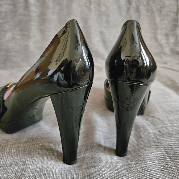 Louis Vuitton Patent Leather Open-Toe Luxury Pump Heels Size 7.5 US (Worn 2x) - Picture 12 of 16
